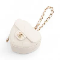 ロエベ ハート チャーム レザー ボルドー×ピンク チェーン A2828910