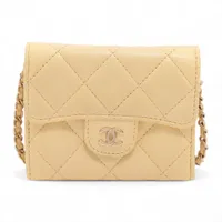 シャネル マトラッセ ラムスキン コインケース チェーン イエロー