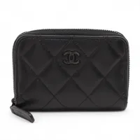 シャネル マトラッセ ラムスキン コインケース ブラック ブラック金具