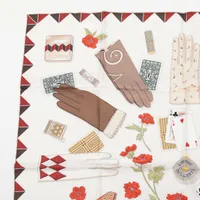 エルメス カレ90 スカーフ シルク ホワイト L'HEURE DES GANTS 手袋の