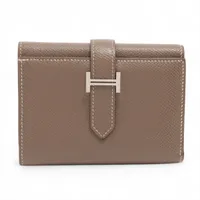 HERMES エルメス 財布 ベアン コンパクト エトープ　エプソン シルバー エルメス ベアンスフレ エトゥープ ヴォーエプソン ゴールド金具