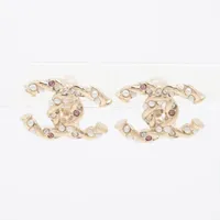 ココマーク A23B ピアス(両耳用) GP×ラインストーン シャンパンゴールド シャネル ココマーク A23B イヤリング(両耳用) GP×ラインストーン