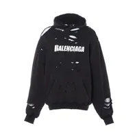Balenciaga 24 years Cotton Hoodie 1 Men's Black 826148 TSVI8