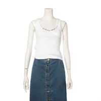 ミュウミュウ 21年 コットン タンクトップ XS レディース ホワイト