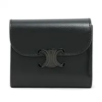 セリーヌ トリオンフ レザー コンパクトウォレット ブラック A2361507