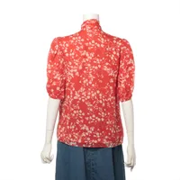 セリーヌ エディ期 シルク ブラウス 34 レディース アイボリー×レッド