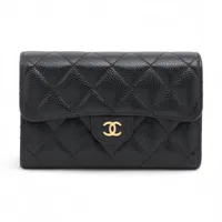 シャネル ココマーク キャビアスキン ロングウォレット がま口 長財布