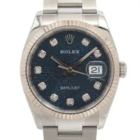 ロレックス デイトジャスト36 126234G SS×WG SS AT ブルー 彫りコンピューター文字盤 オイスターブレスレット