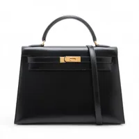 エルメス ケリー32 セリエ ボックスカーフ ブラック ゴールド金具 ○X:1994年