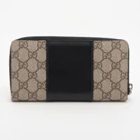 グッチ GGスプリーム 451249 PVC×レザー ラウンドジップウォレット