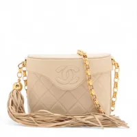 CHANEL ラムスキン フリンジ チェーンショルダー ベージュ S__5636105.jpg