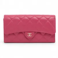シャネル マトラッセ キャビアスキン ロングウォレット ピンク