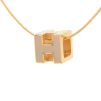 エルメス カージュドアッシュ Hキューブ ネックレス GP×925 オレンジ