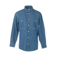 アミリ コットン デニムシャツ M メンズ ブルー パッチワーク ベース