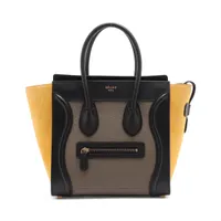 セリーヌ ラゲージ マイクロショッパー レザー ハンドバッグ ネイビー