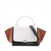 セリーヌ トラペーズ レザーxスエード 2WAYハンドバッグ マルチカラー