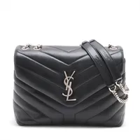 サンローランパリ ルル レザー チェーンショルダーバッグ ブラック