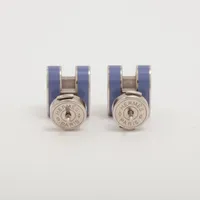 エルメス ポップH ピアス(両耳用) メタル シルバー スモークブルー 