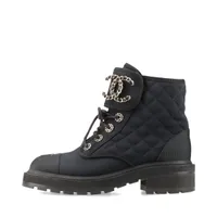 シャネル ココマーク ムートン×レザー ショートブーツ 36 レディース