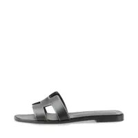 エルメス クレア レザー サンダル 37 レディース ブラック ルーリス