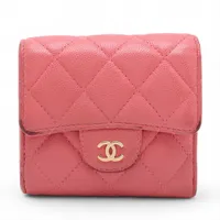 【良品】CHANEL シャネル ココマーク キャビアスキン コンパクトウォレット CHANEL（シャネル） 極 美品 シール有 20番台 マットキャビアスキン