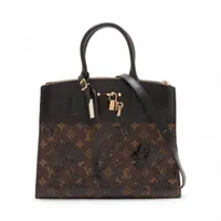 ヴィトン モノグラムxレザー シティスティーマーMM M43606 ブラウンxブラック RFID反応あり