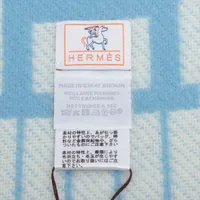 エルメス アヴァロン ブランケット ウール×カシミヤ ライトブルー