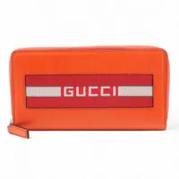 あ*き様 【美品】グッチ GGマーモント ジップアラウンドウォレット レッド【正 グッチ GGマーモント 456126 レザー コンパクトウォレット レッド