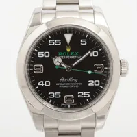 ロレックス エアキング 116900 SS SS×革×ラバー AT 黒文字盤