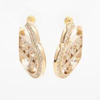 ミュウミュウ　リボンピアス ミュウミュウ ハートリボン ピアス(両耳用) メタル×ラインストーン