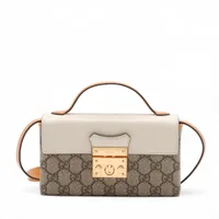 グッチ アラベスク PVCxレザー ハンドバッグ ブラックxベージュ 409527