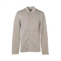 Dior Oblique Cotton Shirt S Men's Beige x white 023M550AT099 Knit