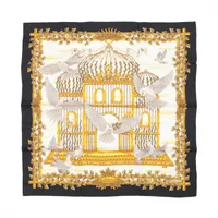 エルメス カレ90 AUX CHAMPS フィールドへ スカーフ シルク キャメル