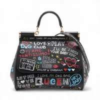 未使用に近い ドルチェアンドガッバーナ 2way シシリー ハンドバッグ ロゴ ドルチェ&ガッバーナ シシリー レザー 2WAYハンドバッグ マルチカラー