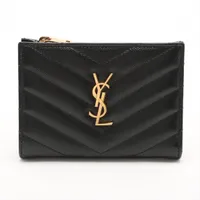 ✨極美品　付属品完備✨サンローラン　ケース　キーリング　キルティング サンローラン Vステッチ 580656 レザー キーケース ブラック A3065906