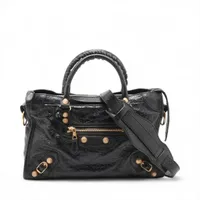 バレンシアガ レザー 2WAYハンドバッグ ブラック 433353 ミラー付き