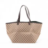 グッチ GGスプリーム PVC×レザー 2WAYトートバッグ ベージュ×ブラウン