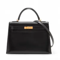 エルメス ケリー32 セリエ ボックスカーフ ブラック ゴールド金具 □H:2004年