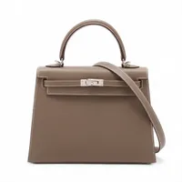 エルメス ケリー25 セリエ ヴォーエプソン エトゥープ シルバー金具 B:2023年