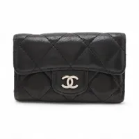 CHANEL キーケース ラムスキン ブラック シルバー マトラッセ 黒 カード シャネル マトラッセ ラムスキン キーケース ブラック シルバー金具 20