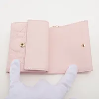 Dior Lady Dior Lotus Wallet Lambskin Compact Wallet Pink Heart