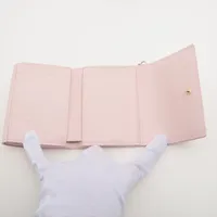 Dior Lady Dior Lotus Wallet Lambskin Compact Wallet Pink Heart