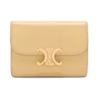 セリーヌ ロゴ レザー カードケース ベージュ A2468644｜中古ブランド