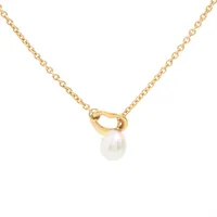 ティファニー オープンハート ラリアット パール ネックレス 750(YG