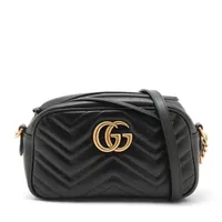 グッチ GGマーモント レザー チェーンショルダーバッグ ブラック