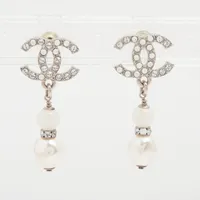 ミュウミュウ ハートリボン ピアス(両耳用) メタル×ラインストーン