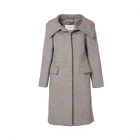 B17925 美品 マックスマーラ アルパカウール テディベアコート グレー マックスマーラ テディベア ウール×アルパカ ショートコート J34