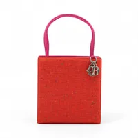 クリスチャンディオール ハンドバッグ クリスチャンディオール ツイード ハンドバッグ レッド WZ602654｜中古