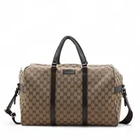 バーバリー ノバチェック キャンバス×レザー ボストンバッグ ベージュ