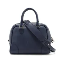 ロエベ アマソナ75 スモール レザー 2WAYハンドバッグ ブルー A4133770